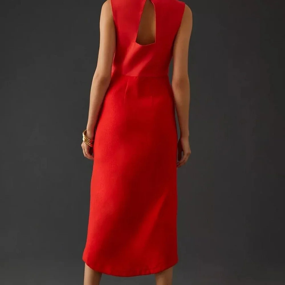 Anthropologie Maeve 10 NWT Squareneck Maxi Dress 160$ Red Holiday Cocktail - Picture 7 of 7